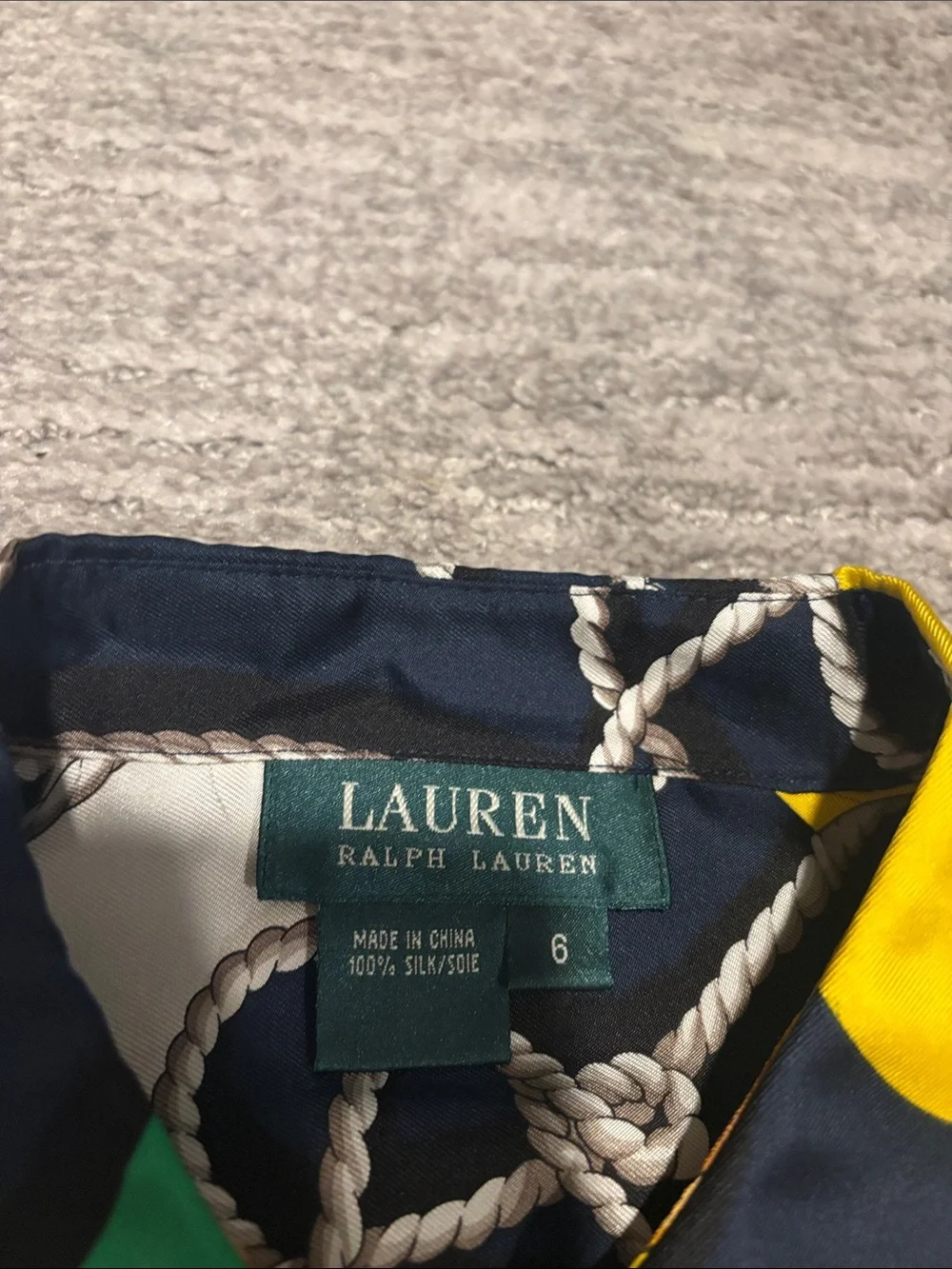 Lauren Ralph Lauren Navy Nautical Print Silk-Blend Shirt - Multicolor size 6 - Picture 2 of 5